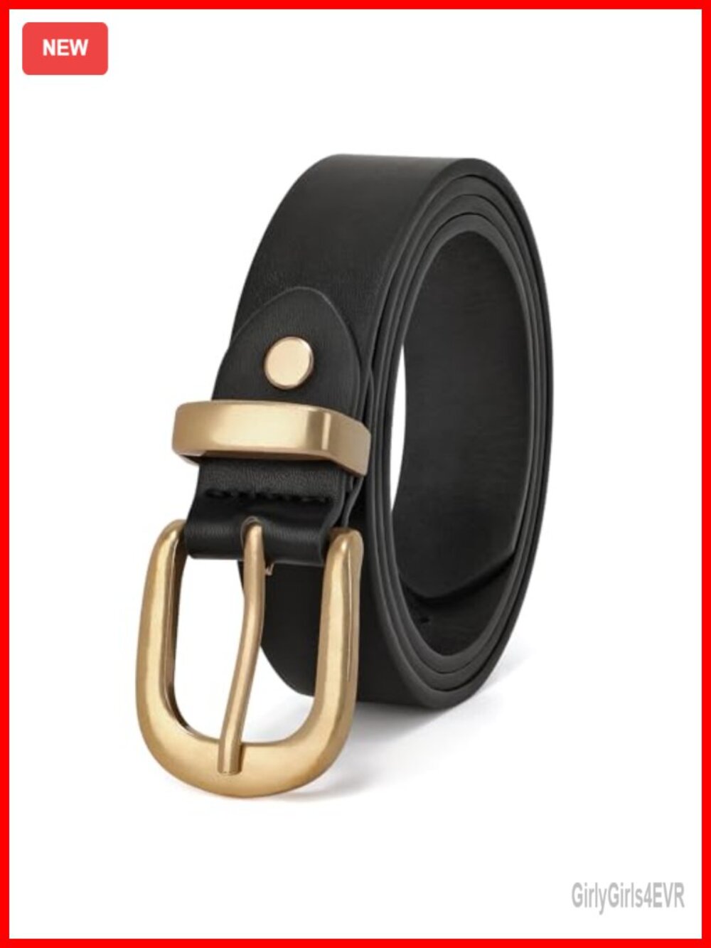 Women's Faux Leather Belt Gold Buckle Jeans Pants Dresses
